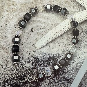 Silpada Sterling Silver Bead, Black and Clear Crystal, & Hematite Bead Bracelet